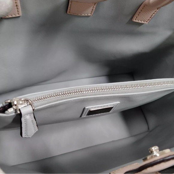 Auth Fendi Petite Monster Studded 2Jours Top Handle Handbag Grigio Perla 2way - Picture 7 of 10